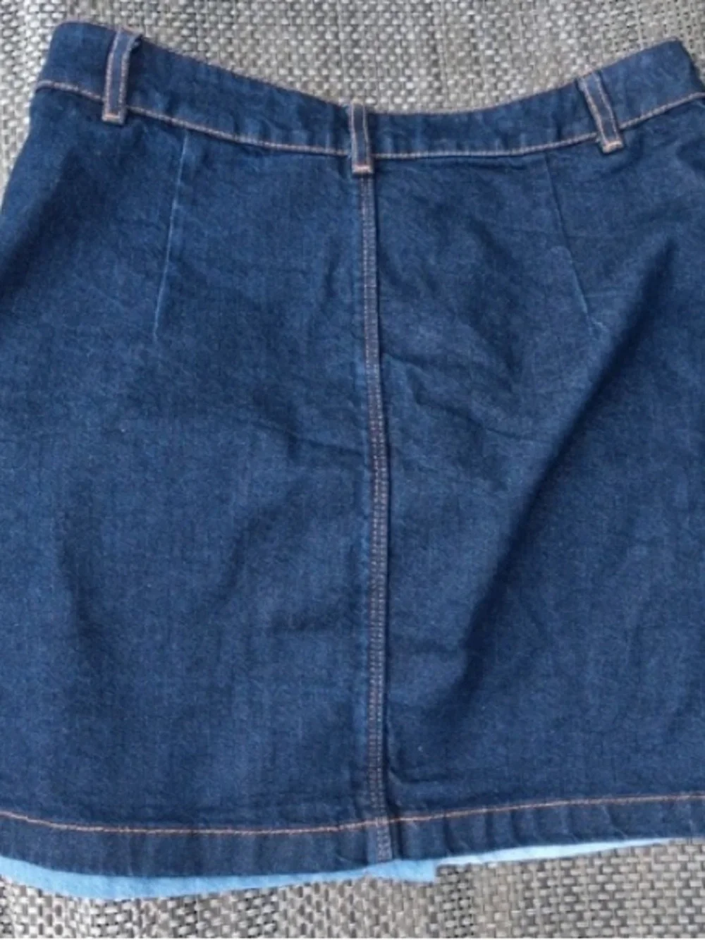 Patchwork Blue Denim Mini Skirt with Front Snap Buttons